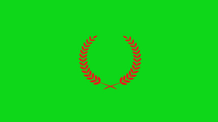 New red color wheat icon on green background, Wreath icon