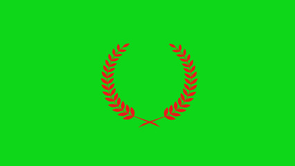 New red color wheat icon on green background, Wreath icon