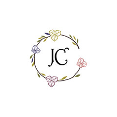 Initial IC Handwriting, Wedding Monogram Logo Design, Modern Minimalistic and Floral templates for Invitation cards	
