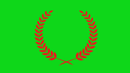 New red color wheat icon on green background, Wreath icon