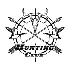 Sport hunting club label vector illustration. Weapon sight, crossed arrows, aim and text. Hunting animals concept for club and community emblems templates