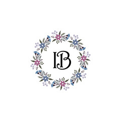 Initial IB Handwriting, Wedding Monogram Logo Design, Modern Minimalistic and Floral templates for Invitation cards	
