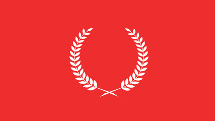 Amazing white color wreath icon on red background, White wheat icon