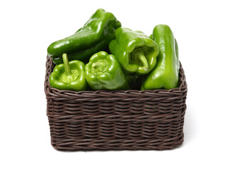 green bell peppers in a basket