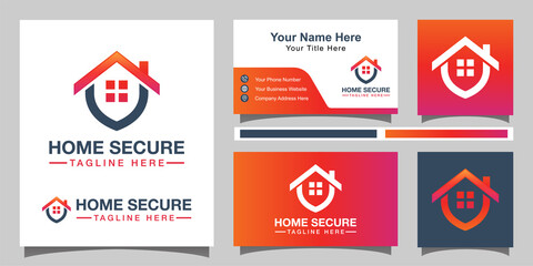 home secure logo, smart house logo design with identity card