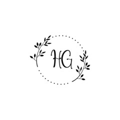 Initial HG Handwriting, Wedding Monogram Logo Design, Modern Minimalistic and Floral templates for Invitation cards	