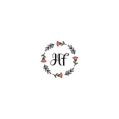 Fototapeta na wymiar Initial HF Handwriting, Wedding Monogram Logo Design, Modern Minimalistic and Floral templates for Invitation cards 