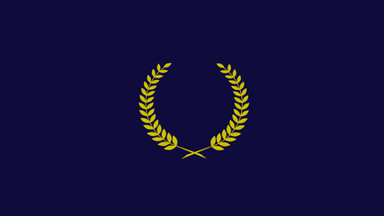 Beautiful wreath logo icon on blue dark background, Wheat icon