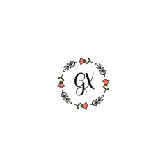 Initial GX Handwriting, Wedding Monogram Logo Design, Modern Minimalistic and Floral templates for Invitation cards	