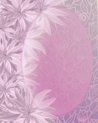 Beautiful pink vertical invitation card with lotus flowers. For wedding, anniversary, birthday.