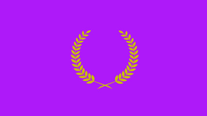 Obraz premium Amazing yellow color wreath icon on purple background, Wheat icon
