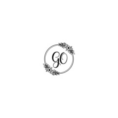 Initial GO Handwriting, Wedding Monogram Logo Design, Modern Minimalistic and Floral templates for Invitation cards	