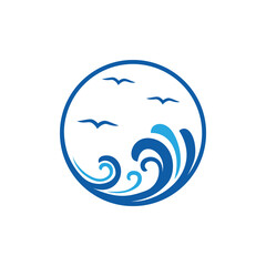Sea wave icon design template vector isolated illustration