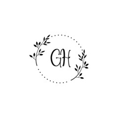 Initial GH Handwriting, Wedding Monogram Logo Design, Modern Minimalistic and Floral templates for Invitation cards	