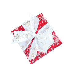 isolate red gift box with white bow..