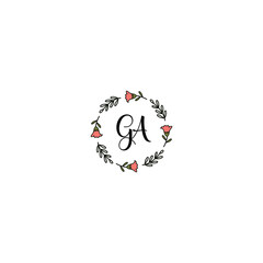 Initial GA Handwriting, Wedding Monogram Logo Design, Modern Minimalistic and Floral templates for Invitation cards	

