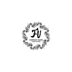 Initial FU Handwriting, Wedding Monogram Logo Design, Modern Minimalistic and Floral templates for Invitation cards	