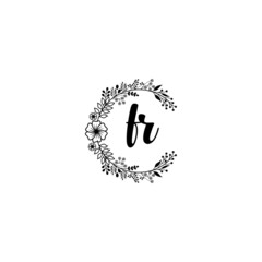 Initial FR Handwriting, Wedding Monogram Logo Design, Modern Minimalistic and Floral templates for Invitation cards	