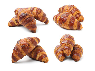 Fresh croissants isolated on white background 