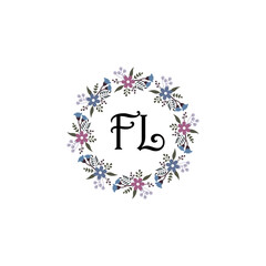 Initial FL Handwriting, Wedding Monogram Logo Design, Modern Minimalistic and Floral templates for Invitation cards	