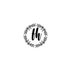 Initial FH Handwriting, Wedding Monogram Logo Design, Modern Minimalistic and Floral templates for Invitation cards	