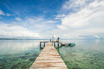 Beautiful view of Ora Beach, Manusela National Park, in Seram Island, Maluku, Indonesia - obrazy, fototapety, plakaty