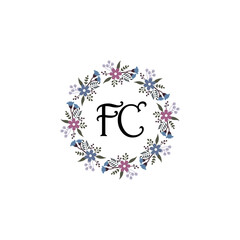 Initial FC Handwriting, Wedding Monogram Logo Design, Modern Minimalistic and Floral templates for Invitation cards	
