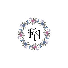 Initial FA Handwriting, Wedding Monogram Logo Design, Modern Minimalistic and Floral templates for Invitation cards	
