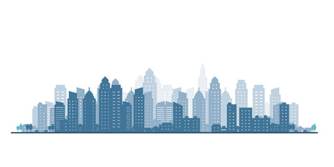 Fototapeta na wymiar Outline of skyscraper building, city skyline, Vector illustration.