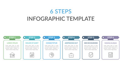 Fototapeta na wymiar 6 Steps - Infographic Template