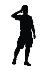 Standing man silhouette vector on white