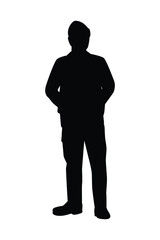 Standing man silhouette vector on white