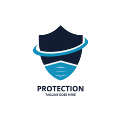 
Shield protecting Logo Design Template. Illustration vector graphic of shield and face mask  logo design concept. protective antivirus shield to coronavirus, COVID-19, 2019-nCoV infection. 