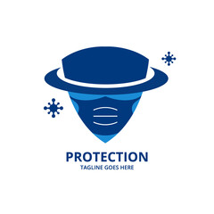 
Shield protecting Logo Design Template. Illustration vector graphic of shield and face mask  logo design concept. protective antivirus shield to coronavirus, COVID-19, 2019-nCoV infection. 