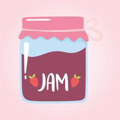 jar with jam strawberry, grocery purchases