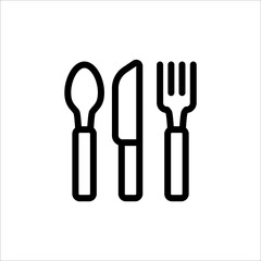 Icon of spoon, fork and knife, food or restaurant symbol