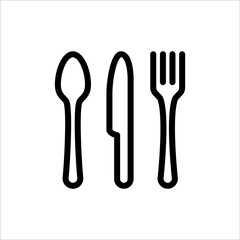 Icon of spoon, fork and knife, food or restaurant symbol