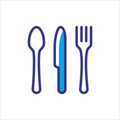 Icon of spoon, fork and knife, food or restaurant symbol