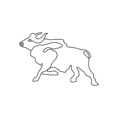The bull logo. Drawing a single line is inextricably bull. The Buffalo icon. Silhouette of a powerful horned male