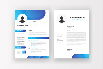 Professional CV resume template design / cover letter - vector minimalist colorful design