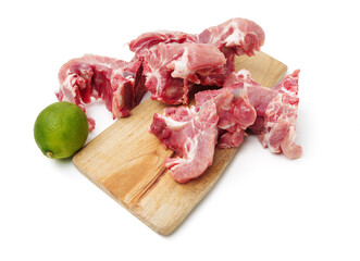 Raw Pork vertebra Isolated On White Background