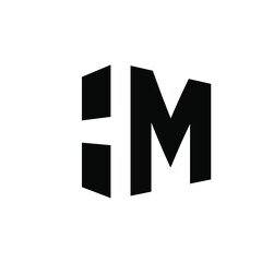 simple initial letter luxury hm monogram logo design isolated with negative space white background