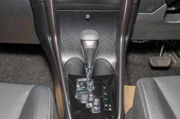 Gray Automatic Gear Handle of Car in Zoom View