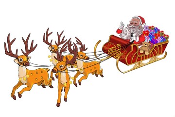 santa claus and reindeer
Cartoon Santa claus