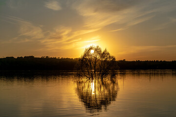 sunset over the river
