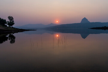 Pawana Lake during sunset/sunrise, Lonavla