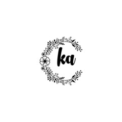 Initial KA Handwriting, Wedding Monogram Logo Design, Modern Minimalistic and Floral templates for Invitation cards	

