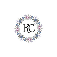 Initial KC Handwriting, Wedding Monogram Logo Design, Modern Minimalistic and Floral templates for Invitation cards