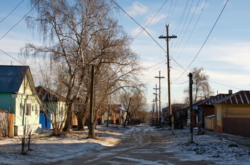 Spassk Ryazan. The Ryazan region . Russia. January 09. 2018. One of the streets of a provincial city on a winter January day.