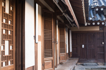 Traditional Korean style architecture at Hanok view.